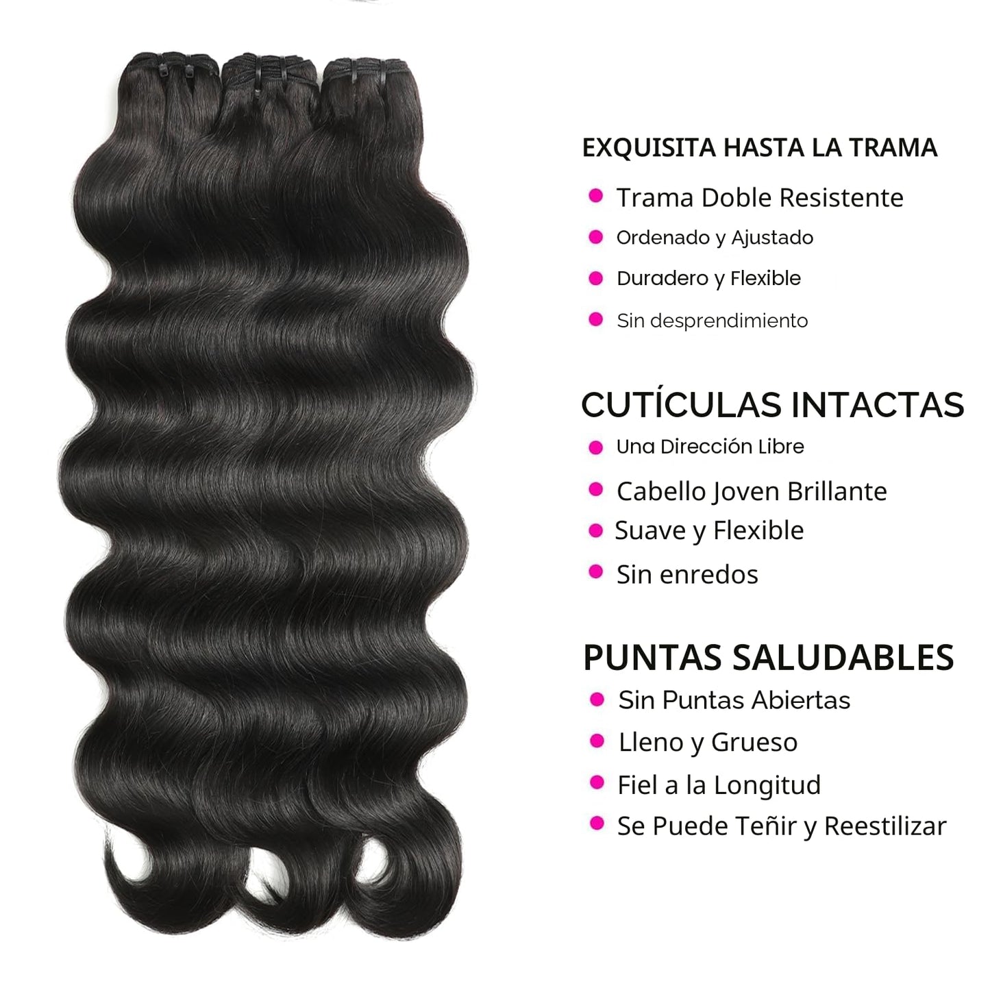 Manojos de cabello humano de 16, 18, 20, 22 pulgadas, 12A, cabello...