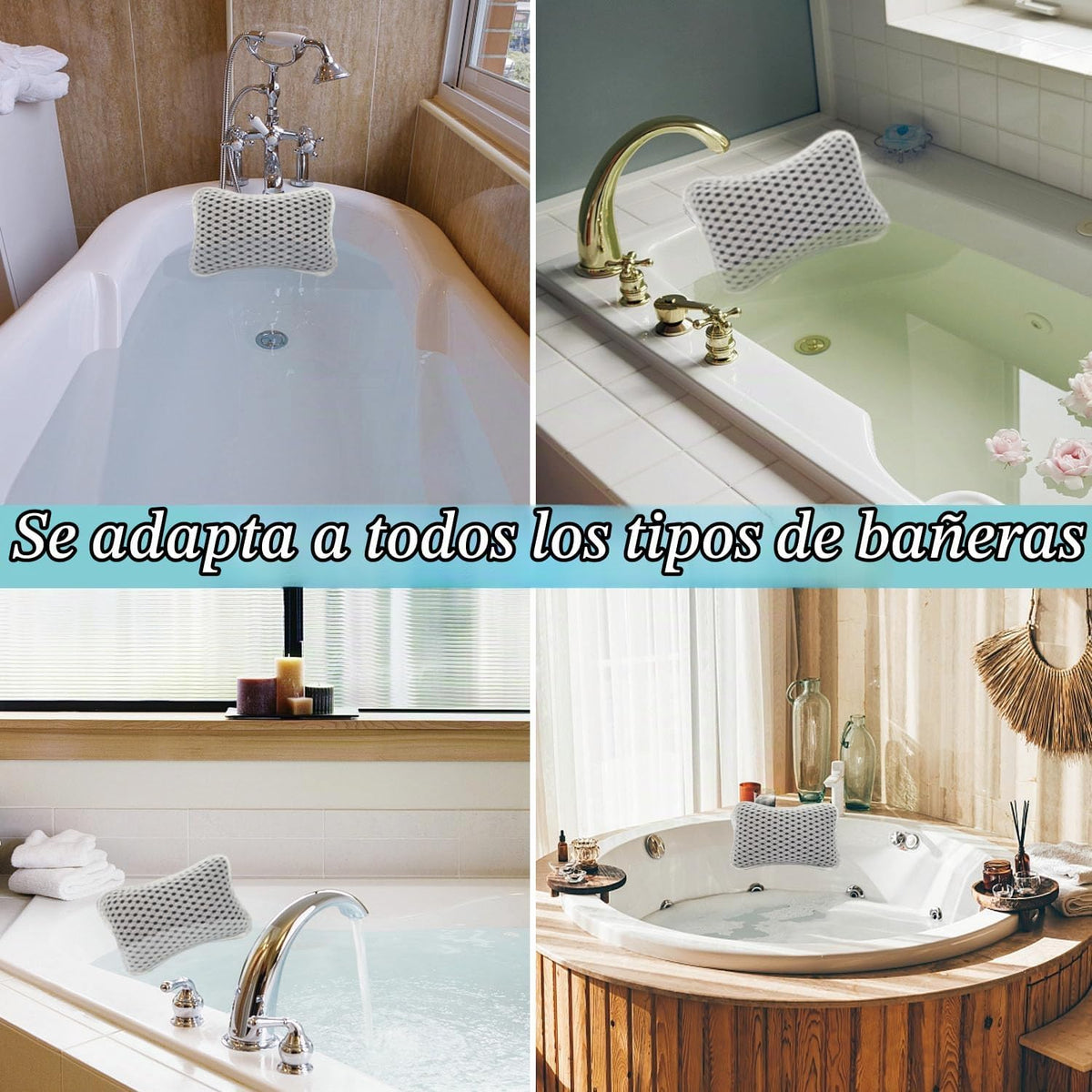 Almohadas de baño para tina, almohadas de spa para casa para bañera...