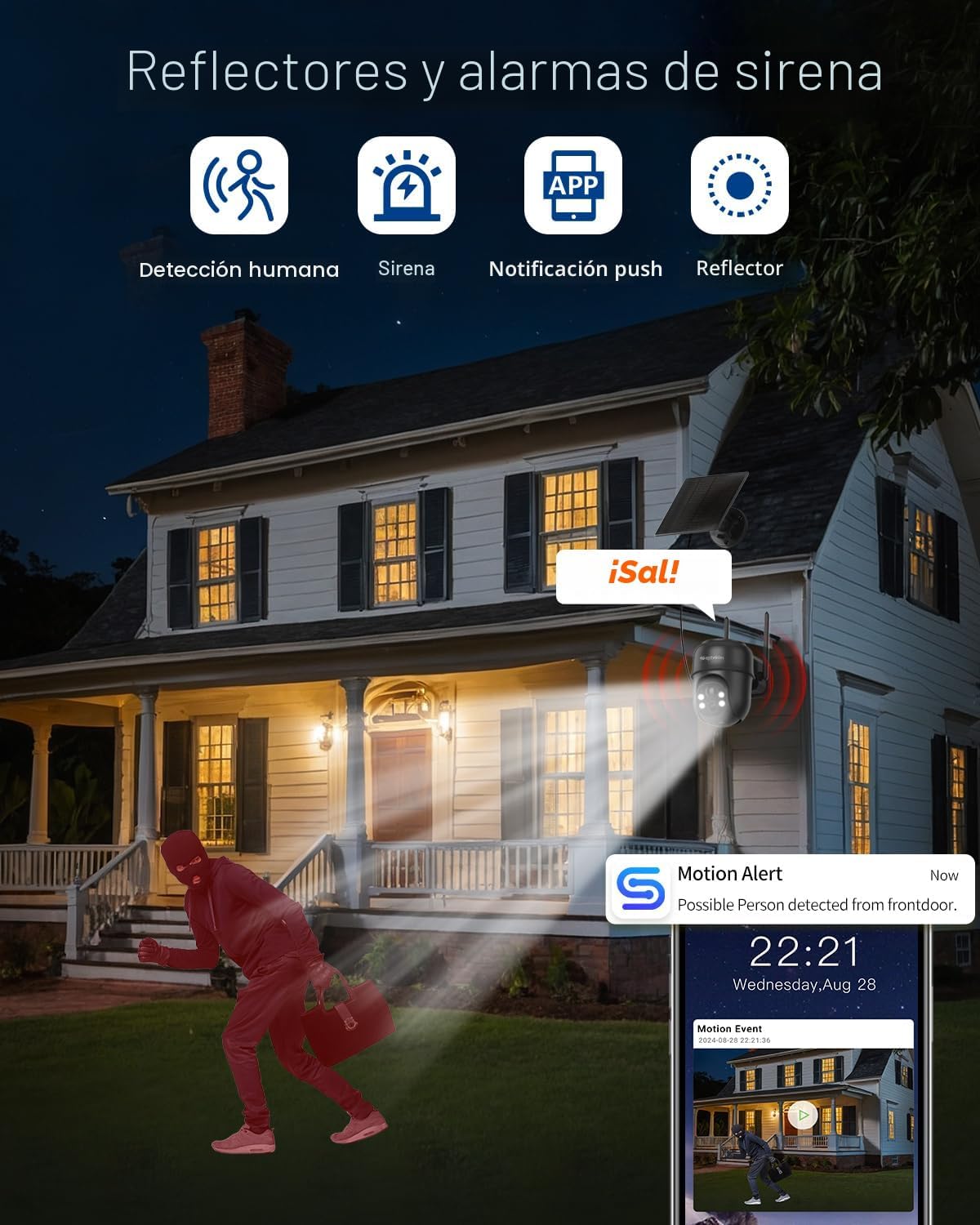 Septekon 2K Cámaras de seguridad solar inalámbricas para exteriores...
