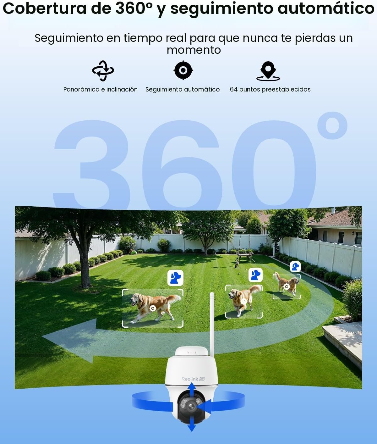 REOLINK Argus PT Ultra First 4K Cámaras de seguridad solar inalámbr...