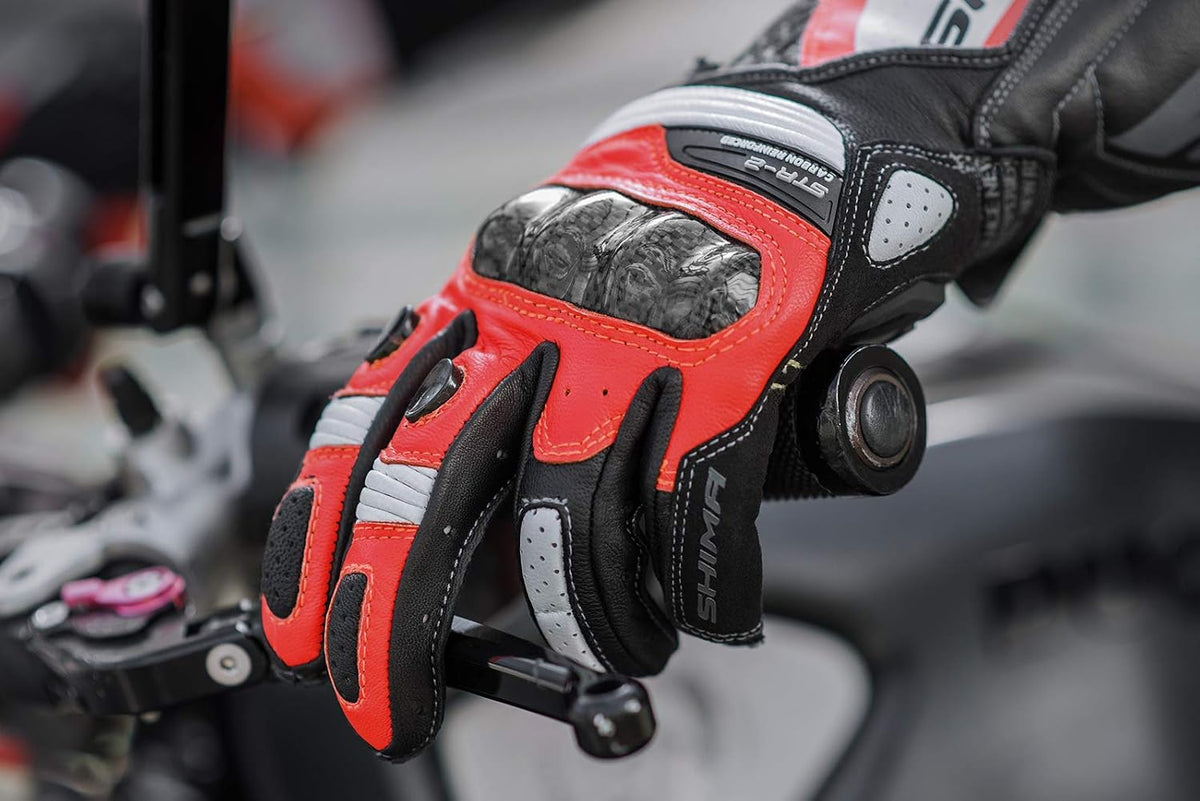 Guantes de motociclista SHIMA STR-2 para hombres, de cuero, ventila...