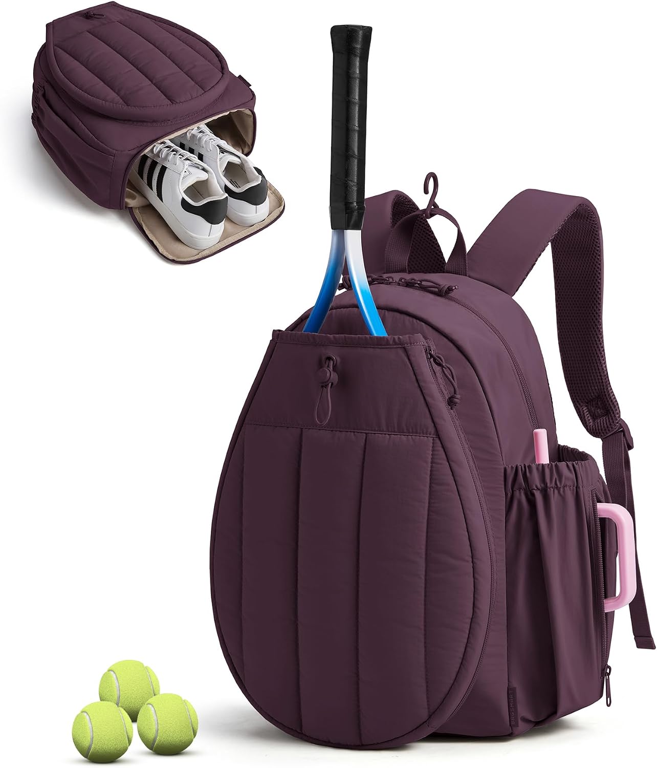 BAGSMART Bolsa de gimnasio de tenis para mujer, mochila acolchada p...