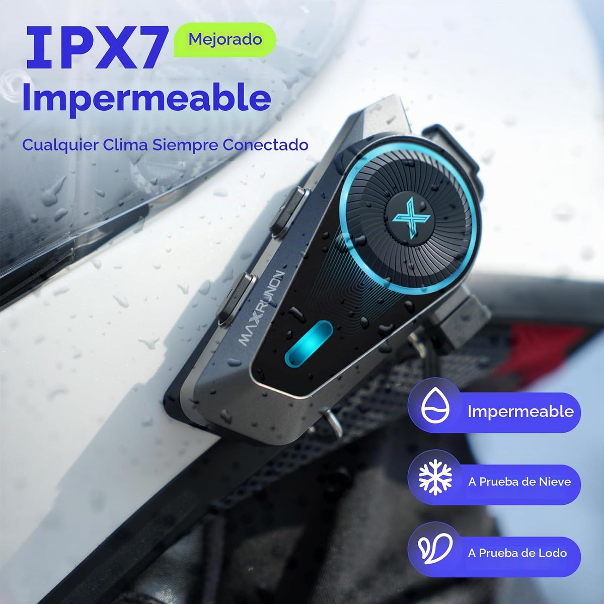 MAXRUNON Auriculares Bluetooth para motocicleta D10 con control de...