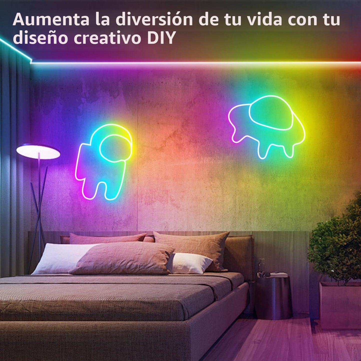 segrass Cuerda de luces LED de neón de 32.8 pies con aplicación o c...