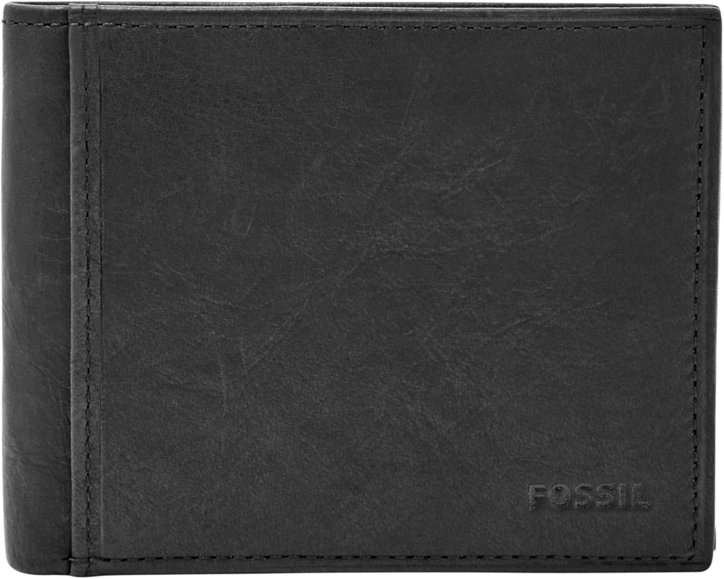 Fossil Cartera de hombre de cuero Ingram de doble pliegue con bloqu...