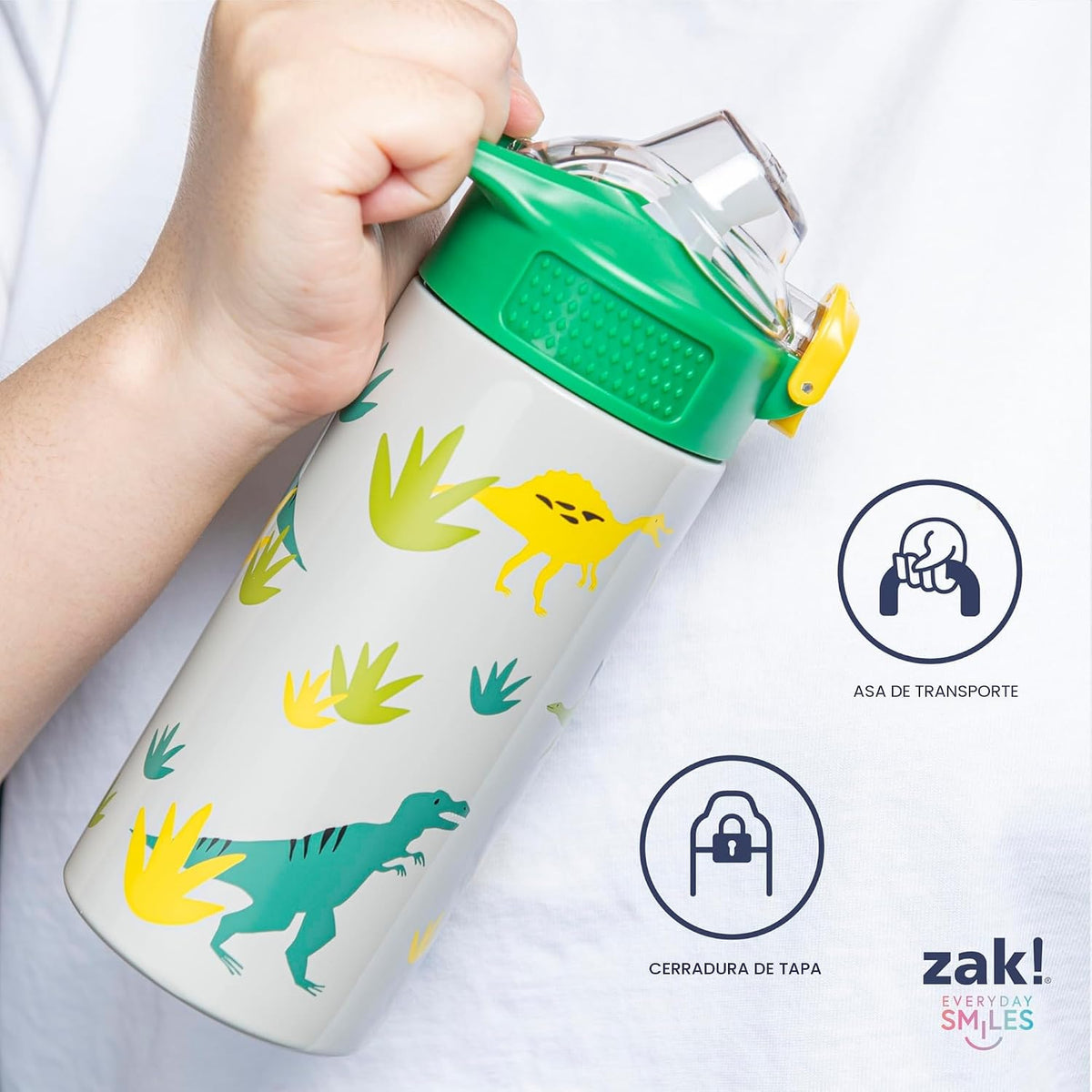 Zak Designs Botella de agua para niños de princesas Disney Sage par...