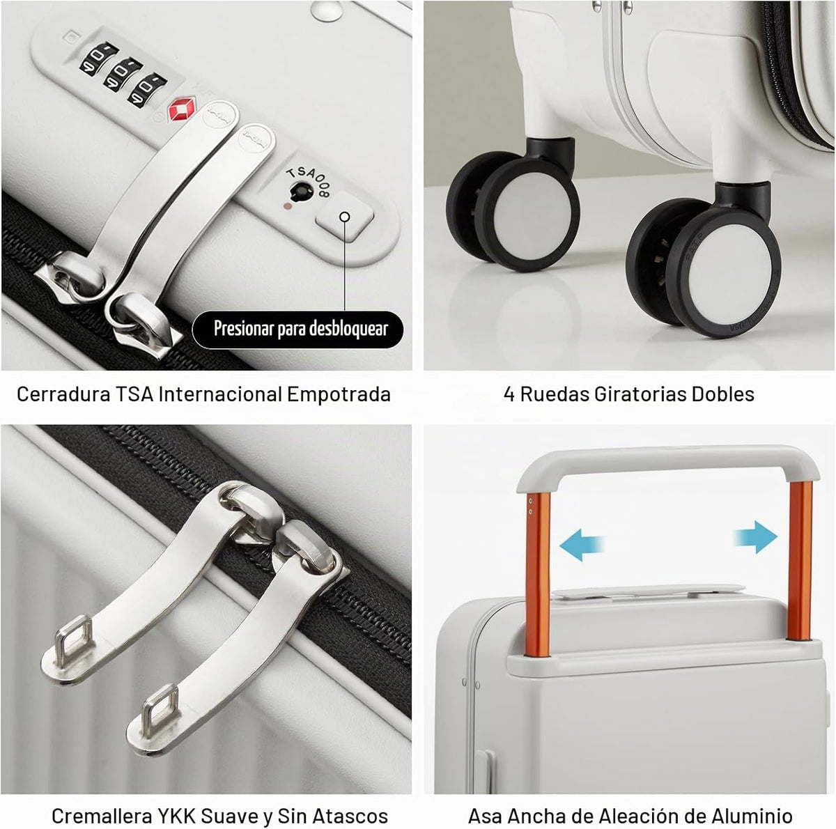 mixi Maleta de equipaje con bolsillo frontal para laptop, maleta de...