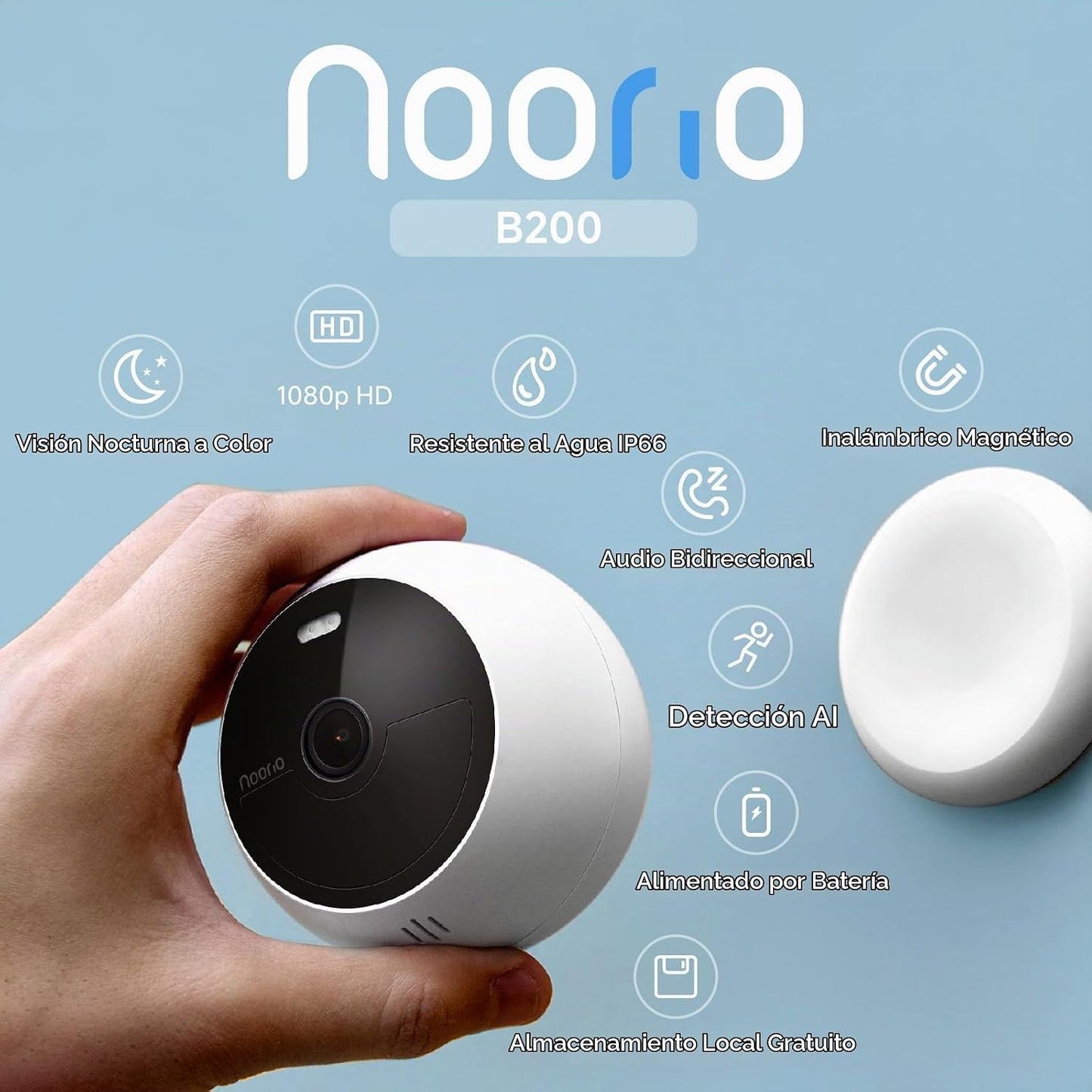 Noorio B200 Kit de 2 cámaras con Hub, sistema de cámara de segurida...