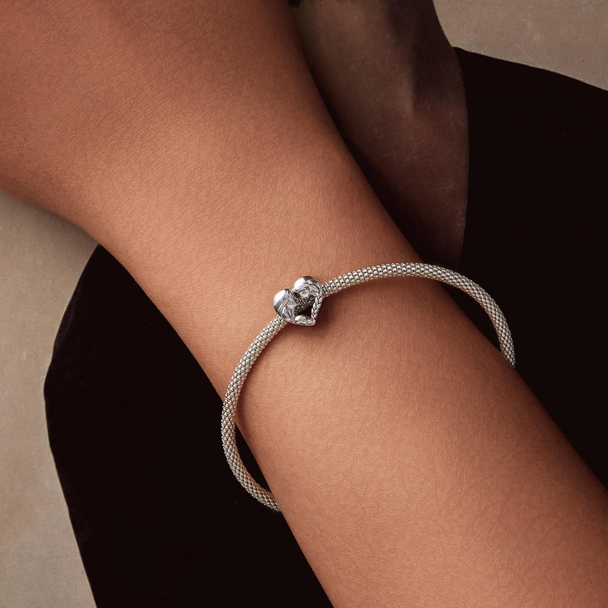 MUNDELL Abalorio con forma de corazón de mamá chapado en oro blanco...