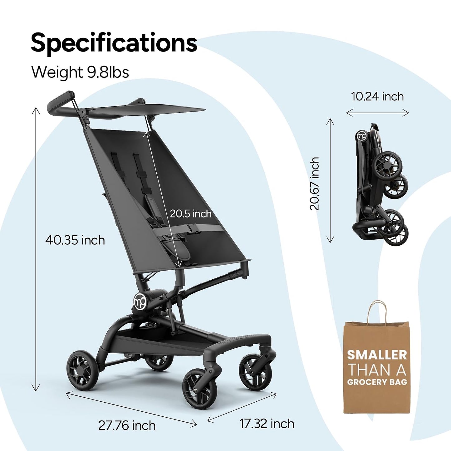 Mompush Jeto - Cochecito de viaje ligero \u2013 9.8 libras ultracom...