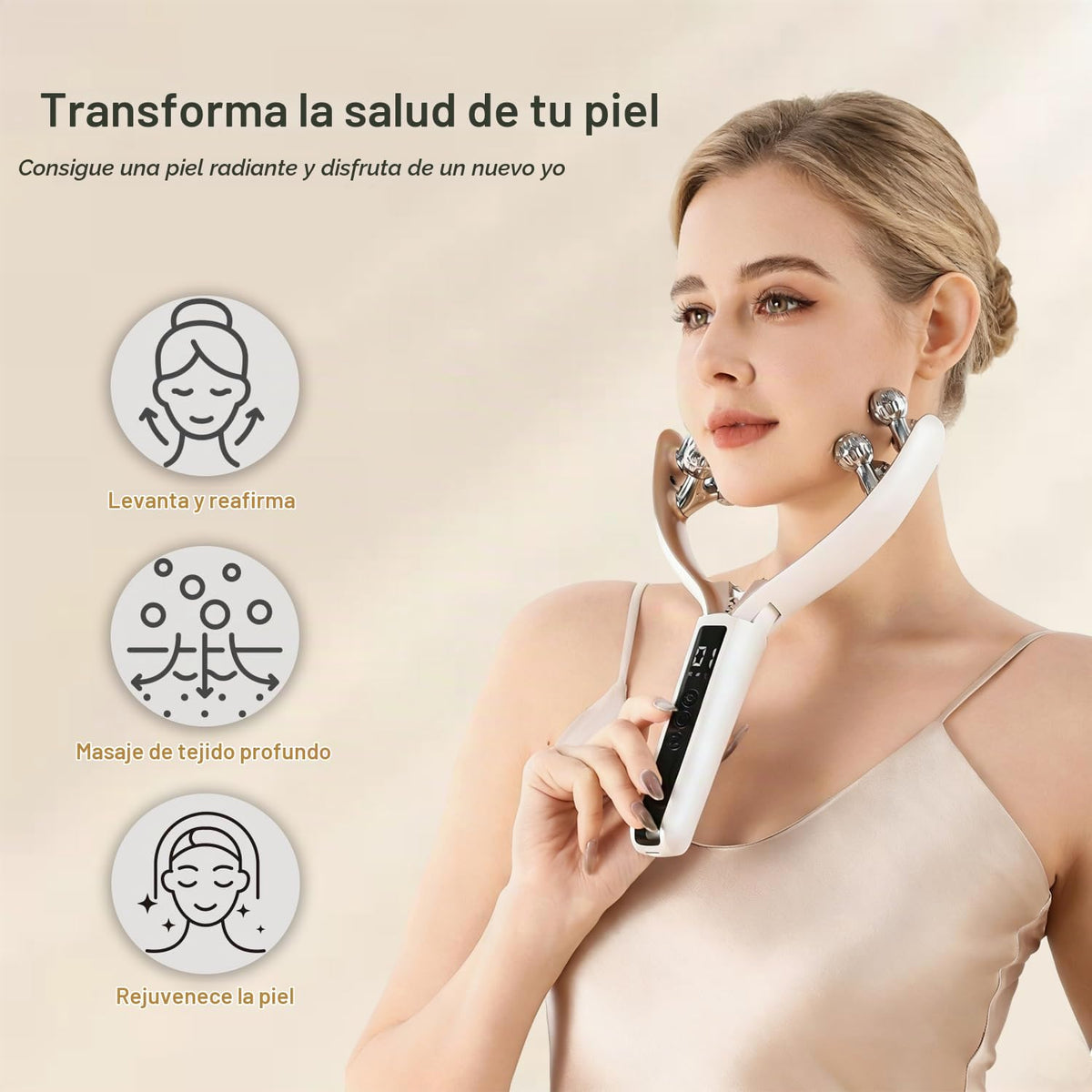 Masajeador facial con rodillo 3D, herramienta de drenaje linfático...