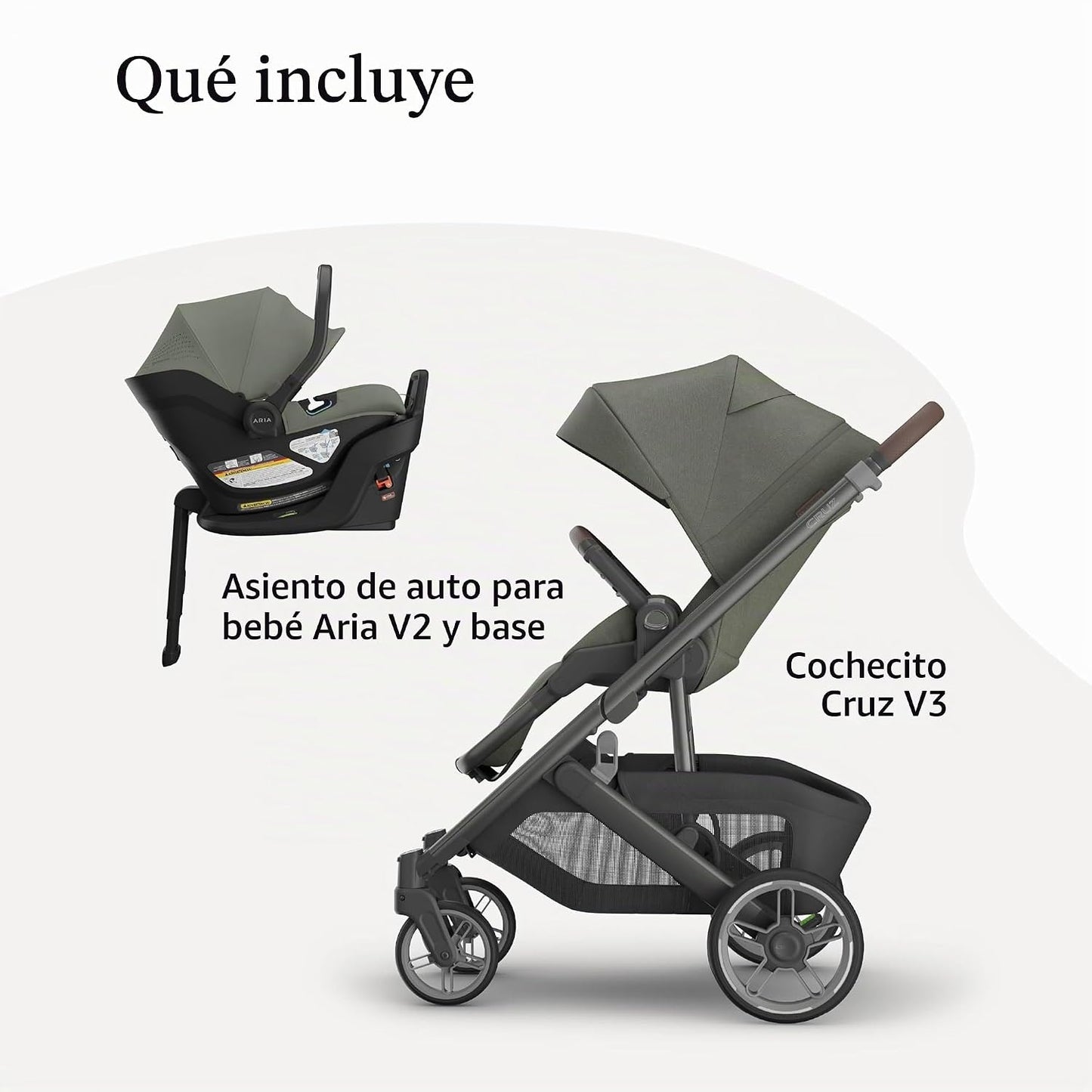 UPPAbaby Cruz V3 Cochecito + Aria V2 - Conjunto de sistema de viaje...