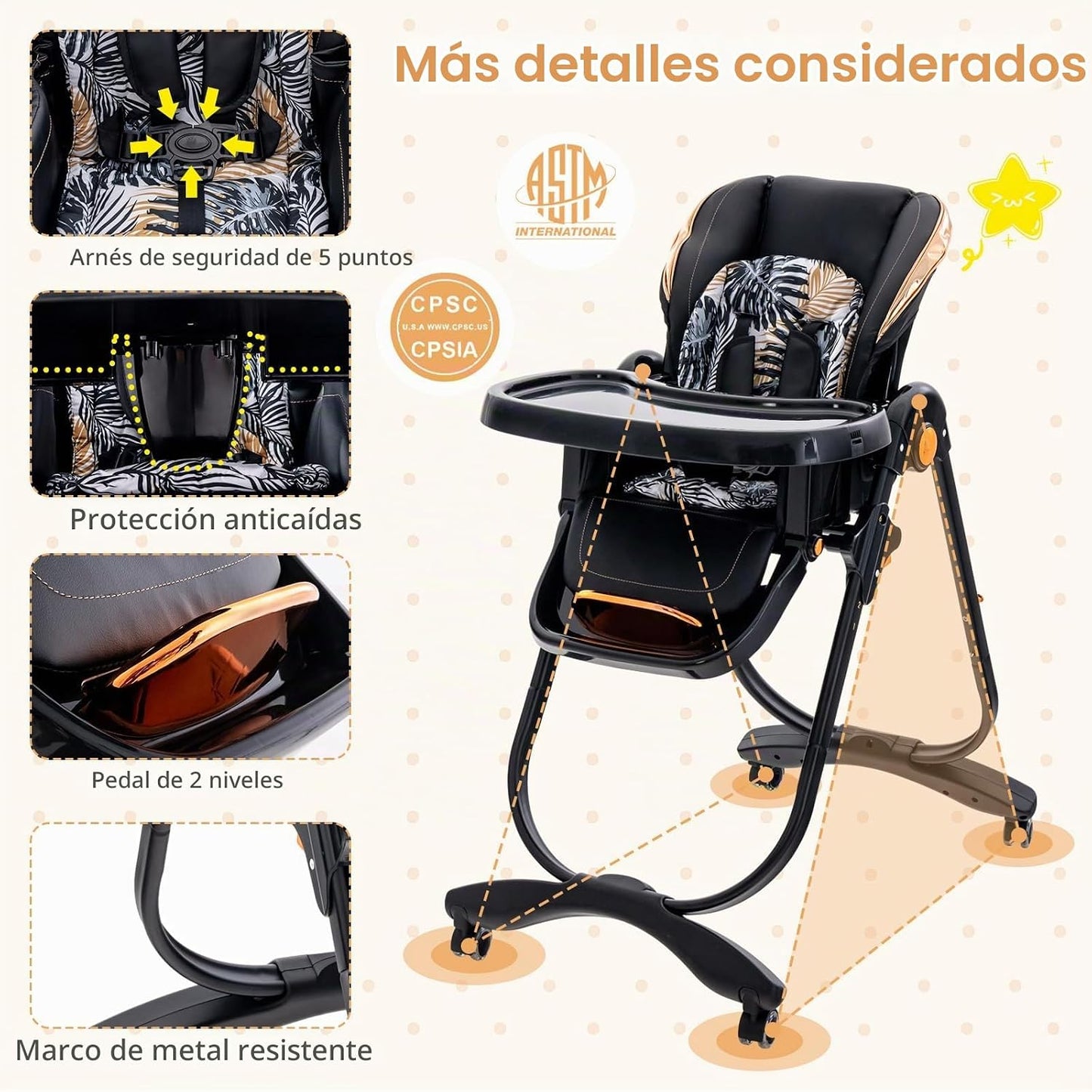 BABY JOY Silla alta, silla alta plegable para bebé con altura ajust...