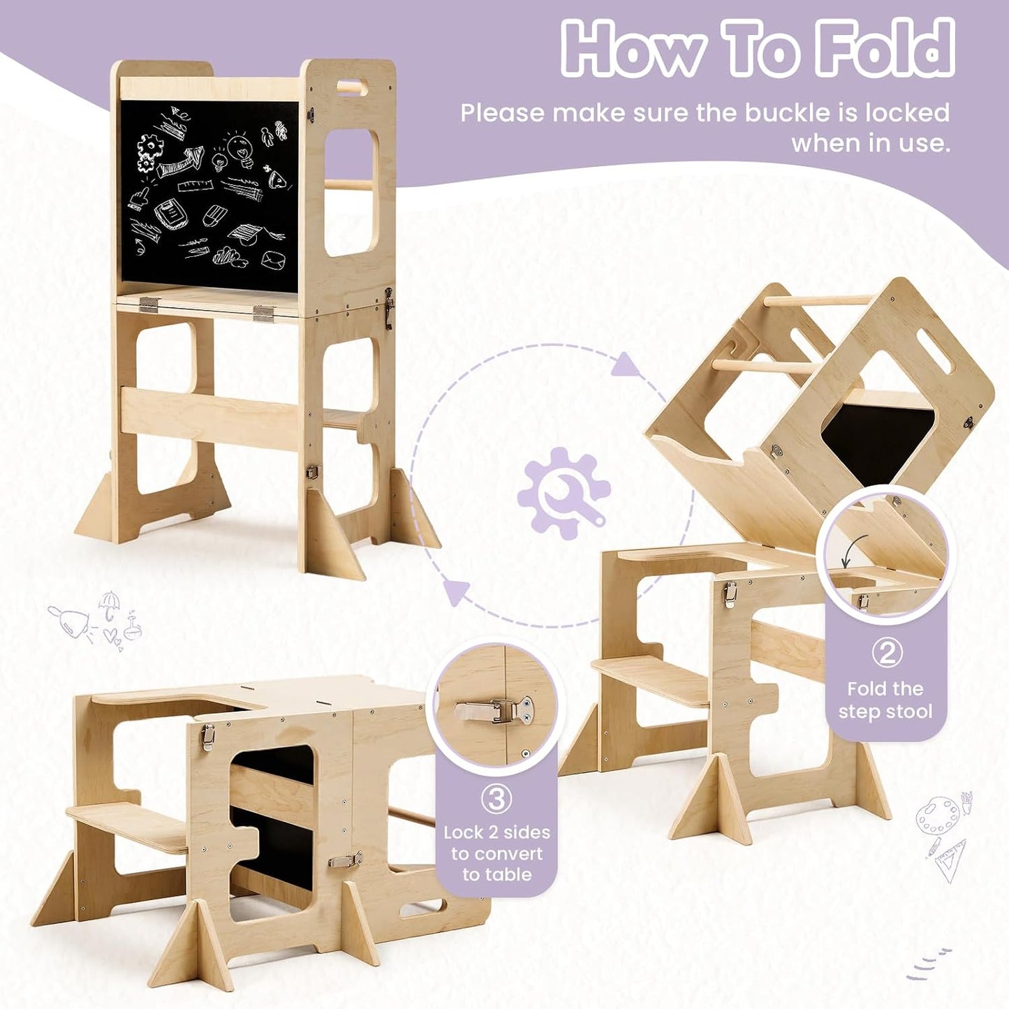 labebe Torre de pie para niños pequeños de 12M+, torre de aprendiza...