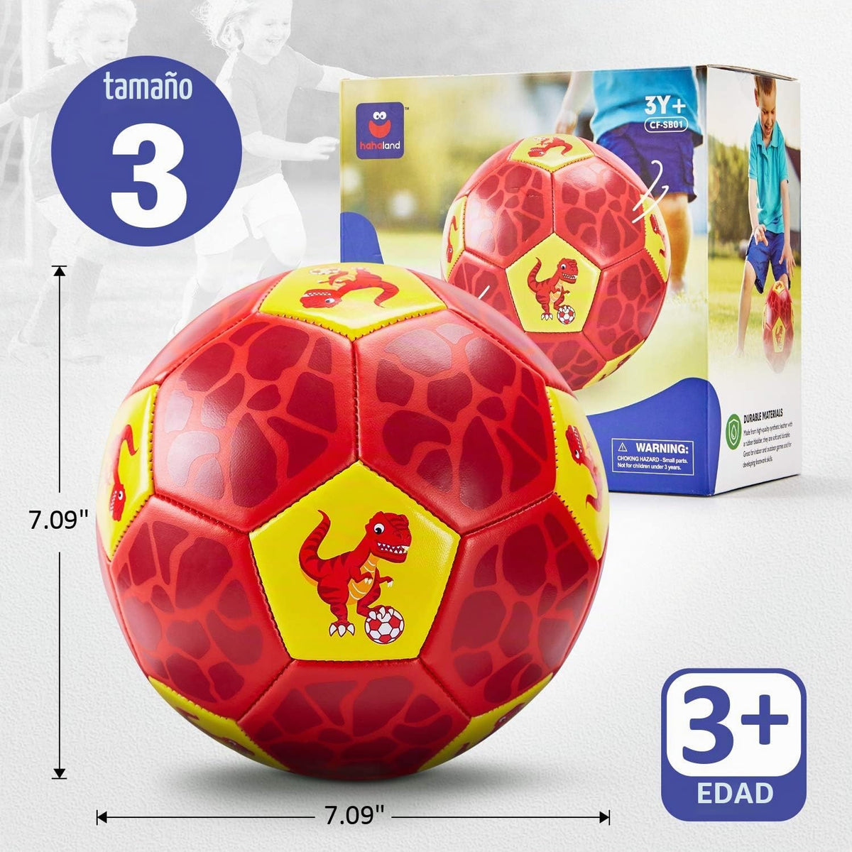 hahaland Balón de fútbol tamaño 3 para niños con bolsa de malla de...