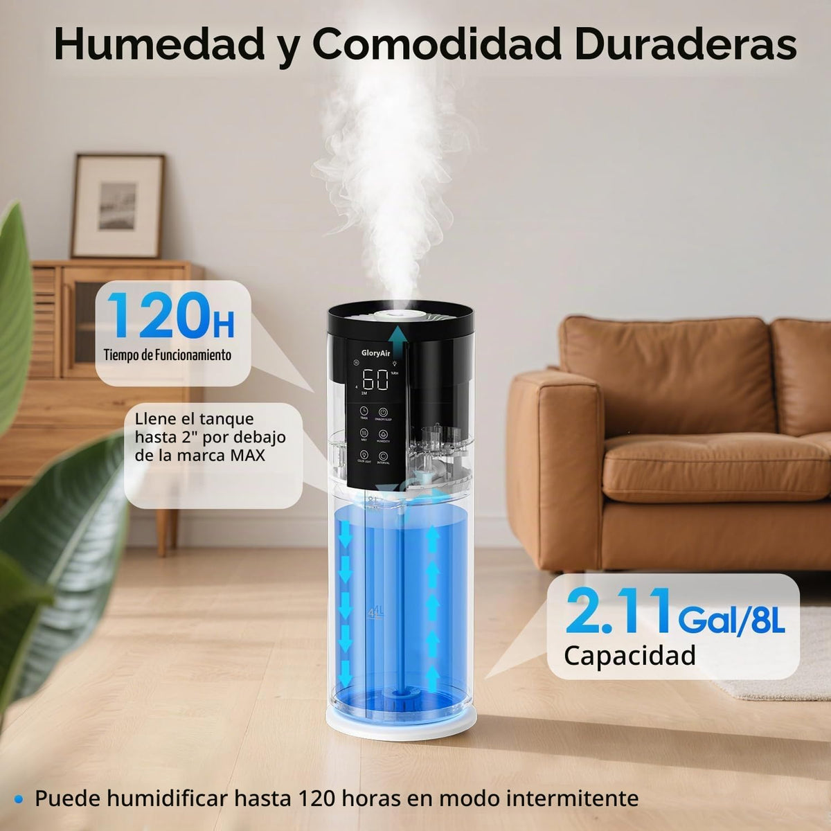 Humidificador doméstico GloryAir para habitación grande, relleno su...