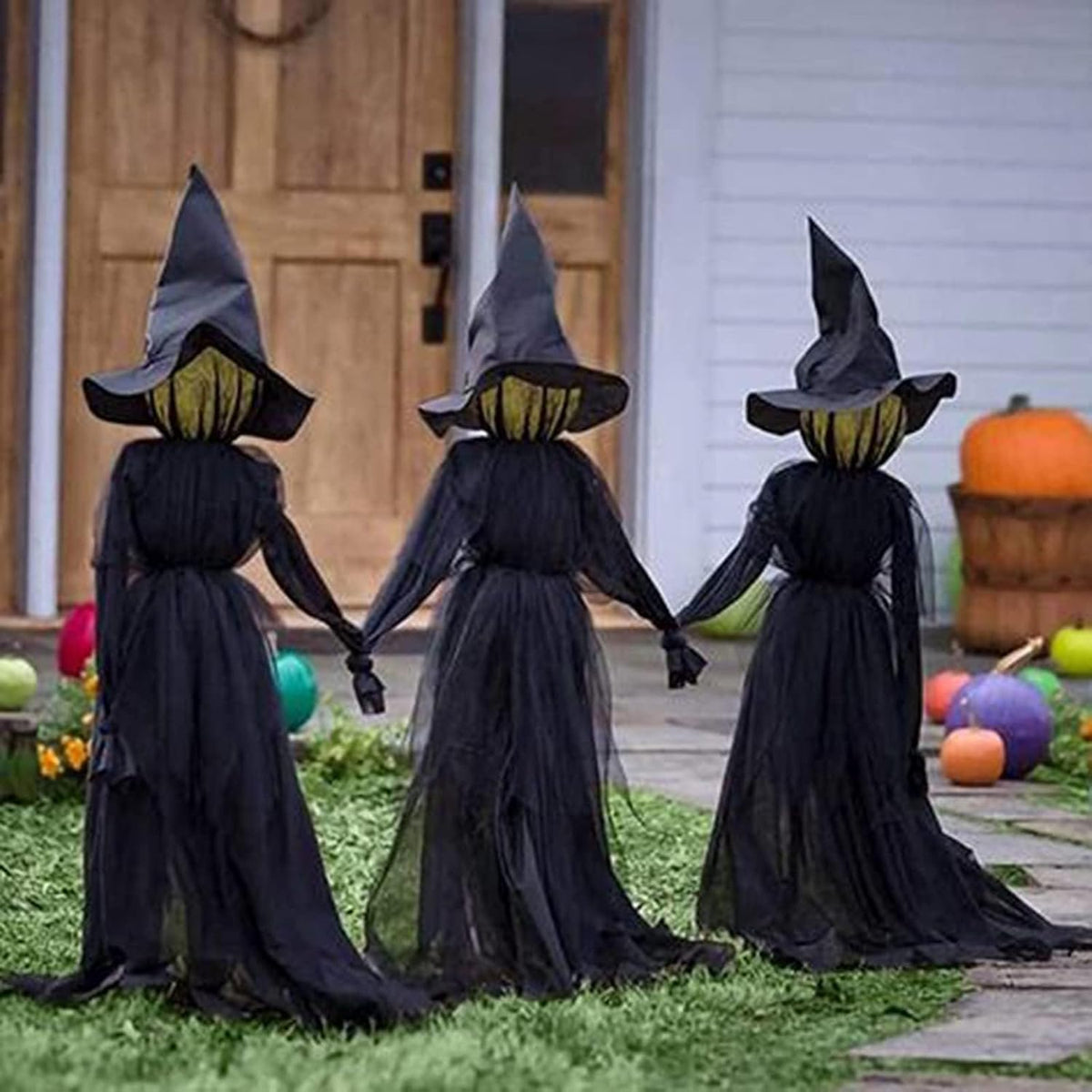 Decoraciones de bruja de Halloween para exteriores, gran luz tomada...