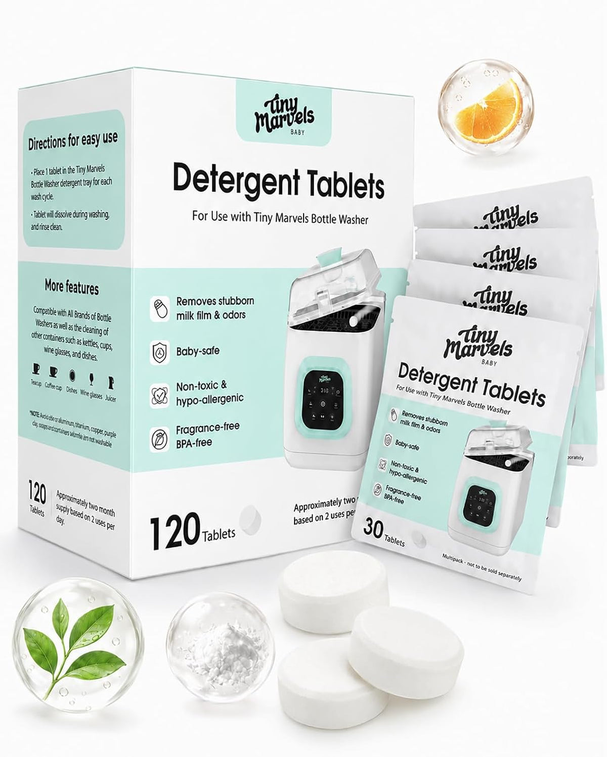 120 pastillas para lavar botellas, seguras para bebés y limpian | T...