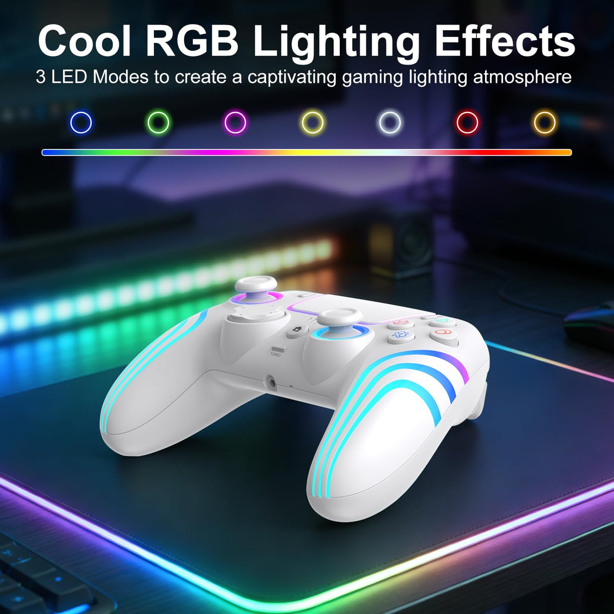 JYELUK Mando Inalámbrico para PS5 con Iluminación RGB, Blanco | Com...