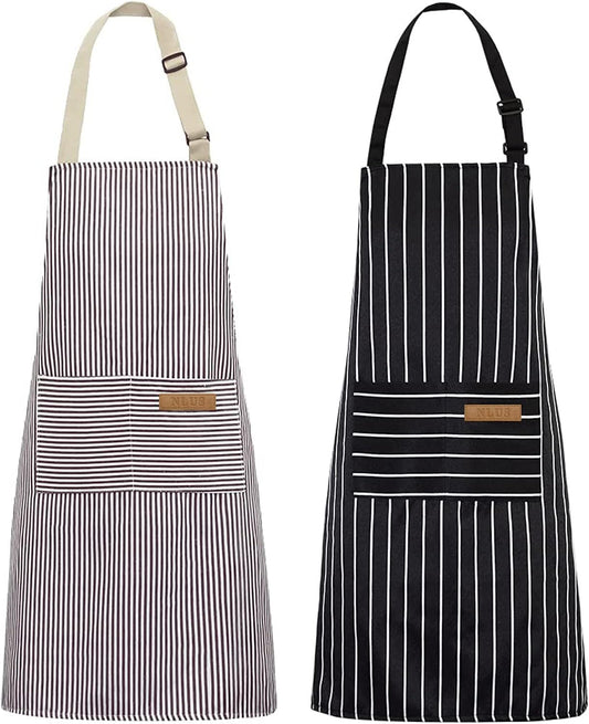 NLUS Paquete de 2 delantales de cocina de cocina, delantal de chef...