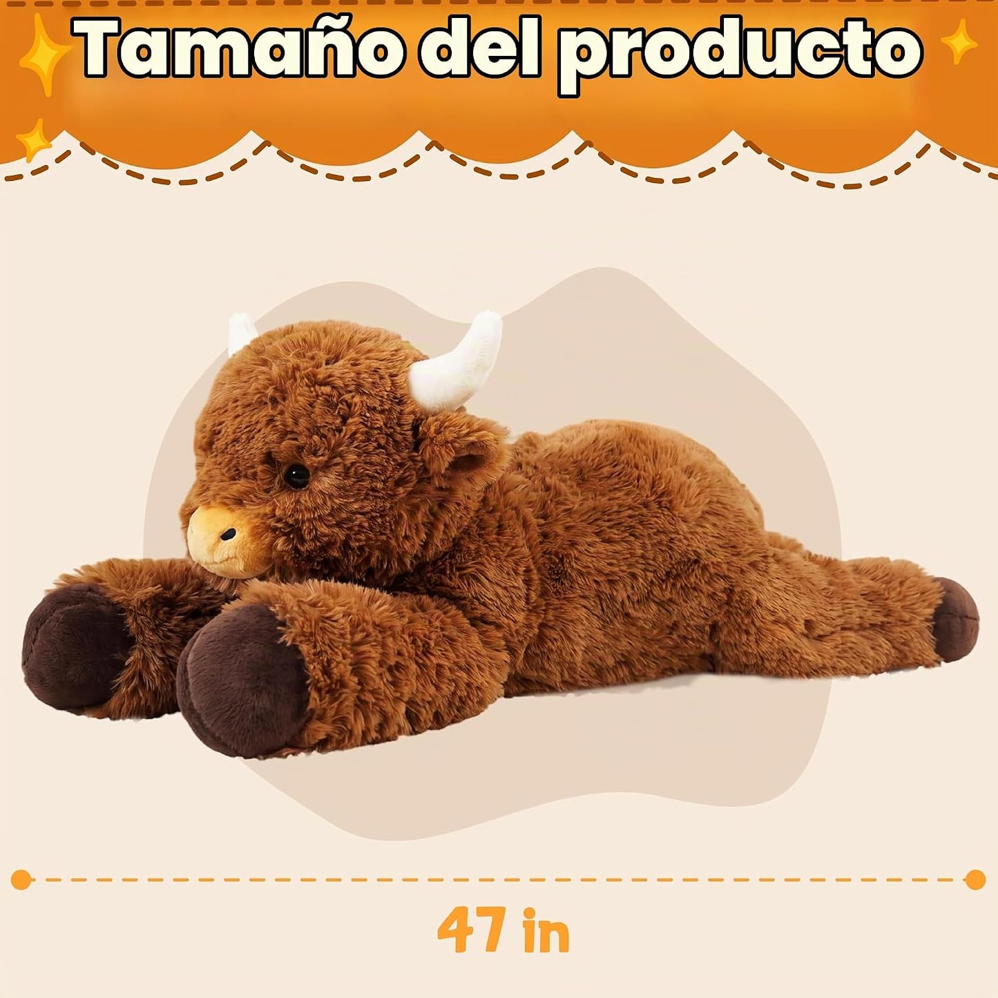 Jrystar Animales de peluche gigantes de la vaca de las tierras alta...
