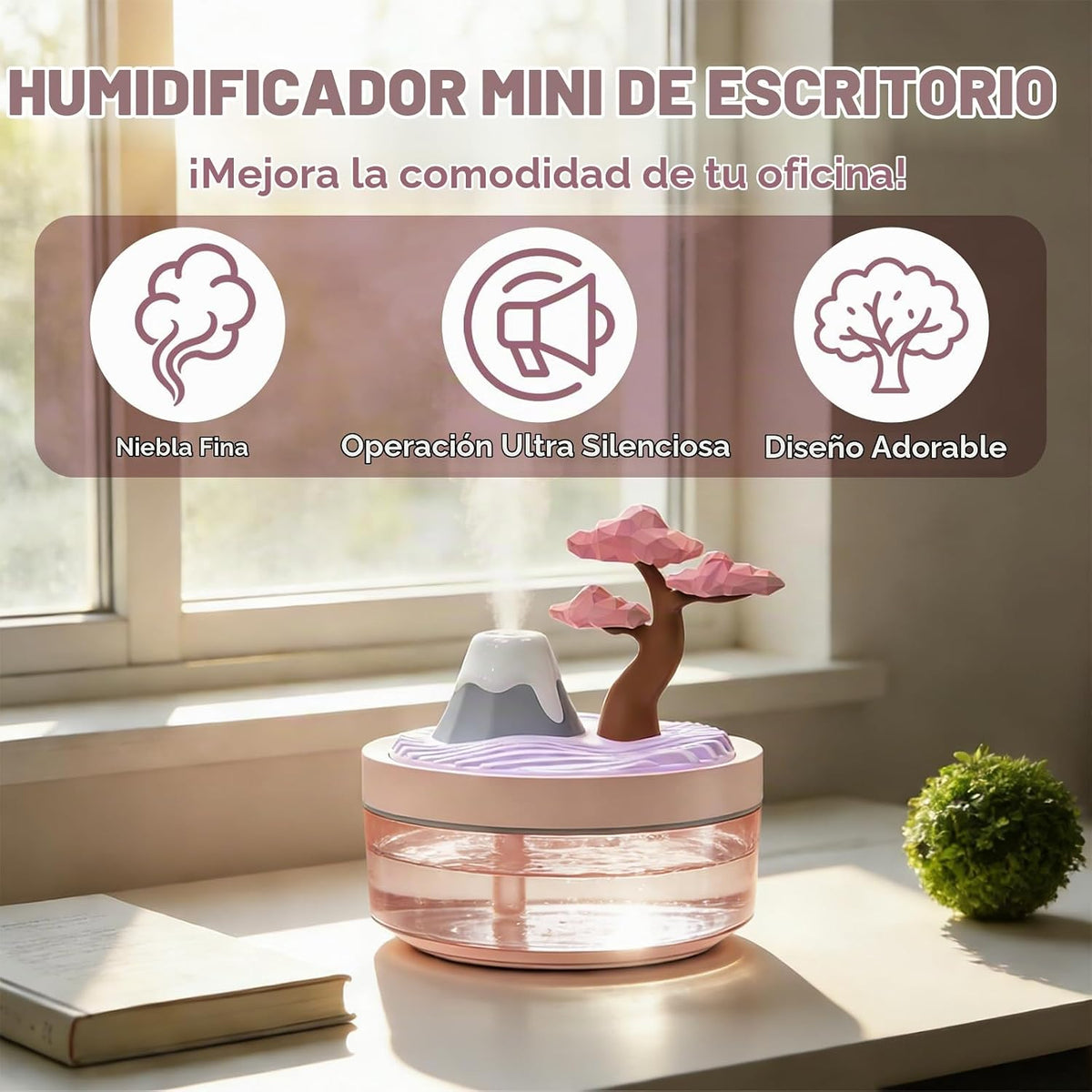 Humidificador de niebla fría Cherry Blossom | Silenciosa, luz noctu...