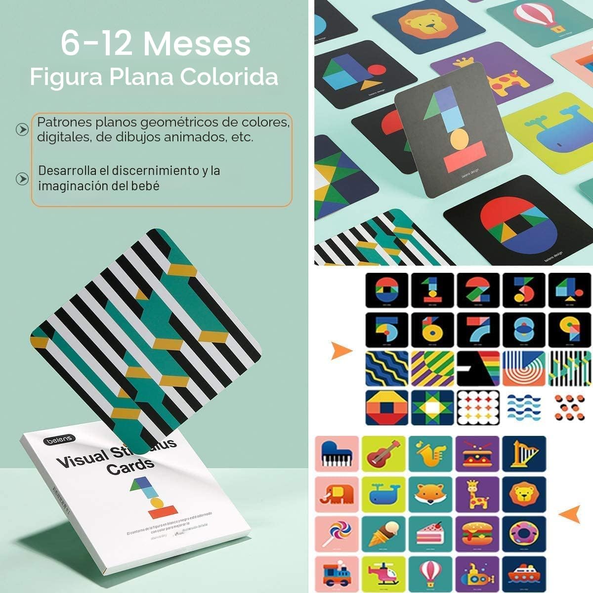 beiens Tarjeta flash del bebé del alto contraste, 80pcs 160Page tar...
