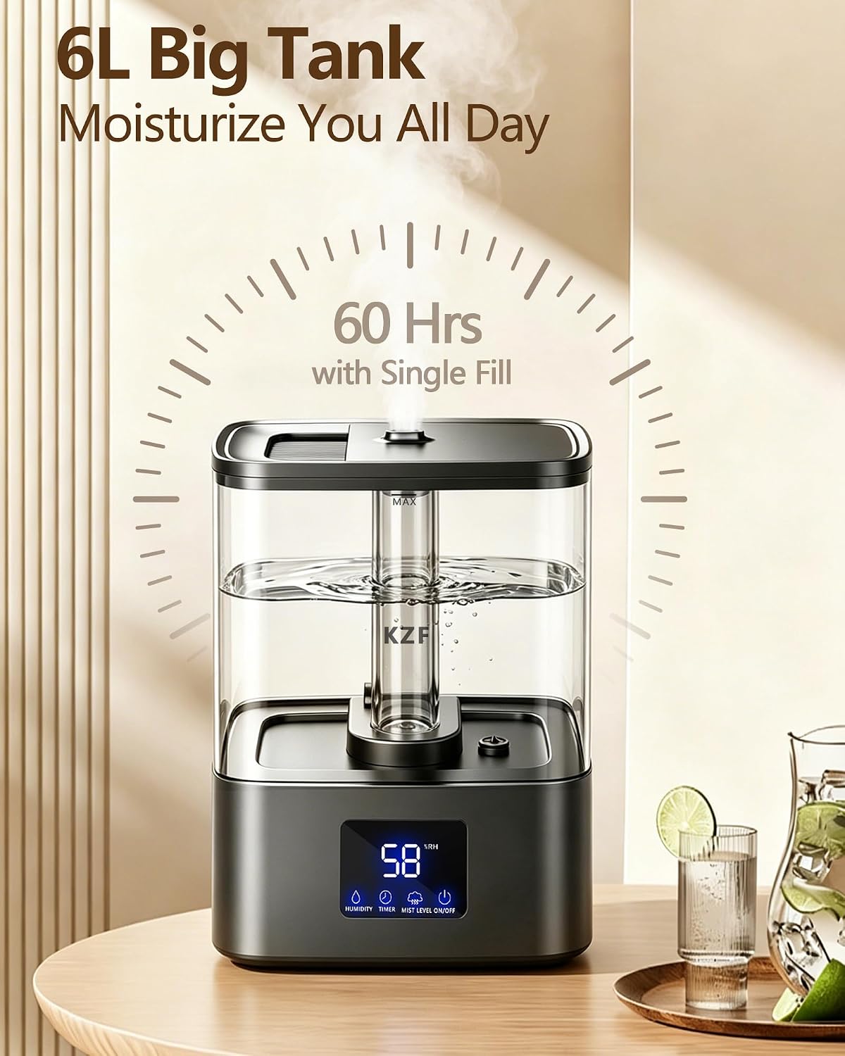 Humidificadores KZF para dormitorio, humidificador de niebla fría d...