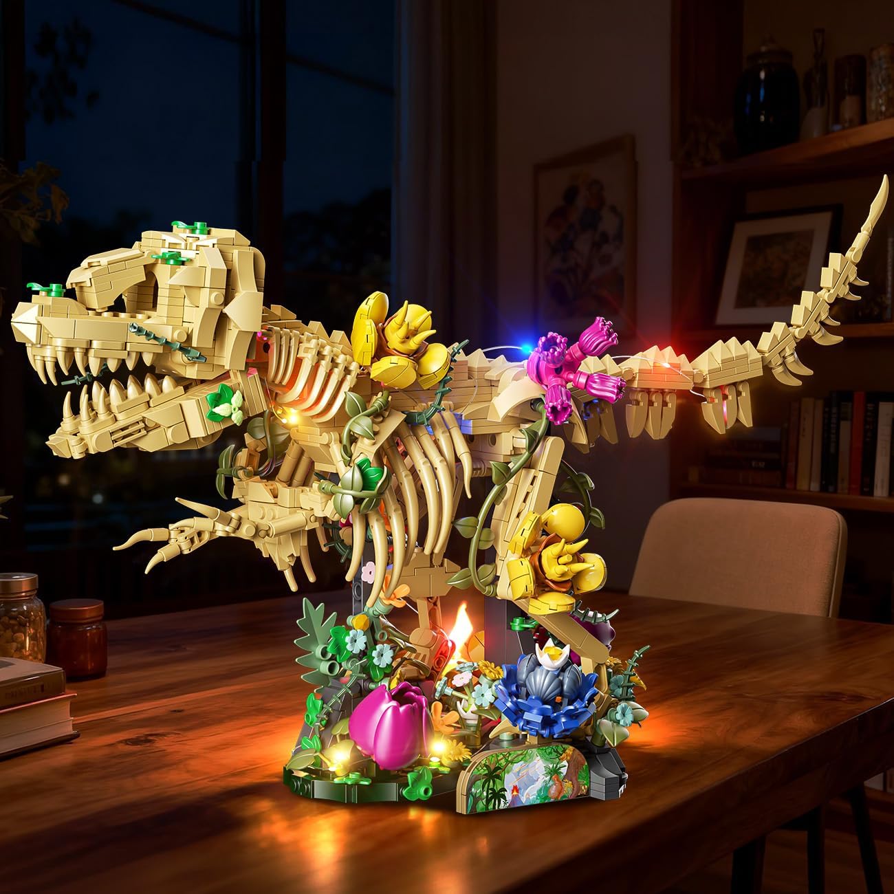 CUBIMANA Juego de construcción de flores fósiles de dinosaurios con...