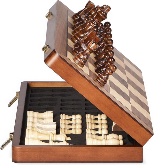 ELONGDI Juego de ajedrez de madera de 15" con piezas magnéticas...