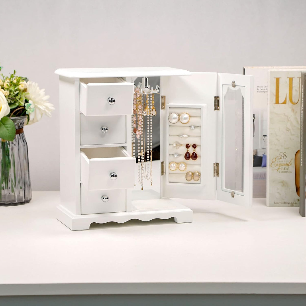 Kendal Caja de Joyería de Madera para Mujeres, Organizador de Joyas...