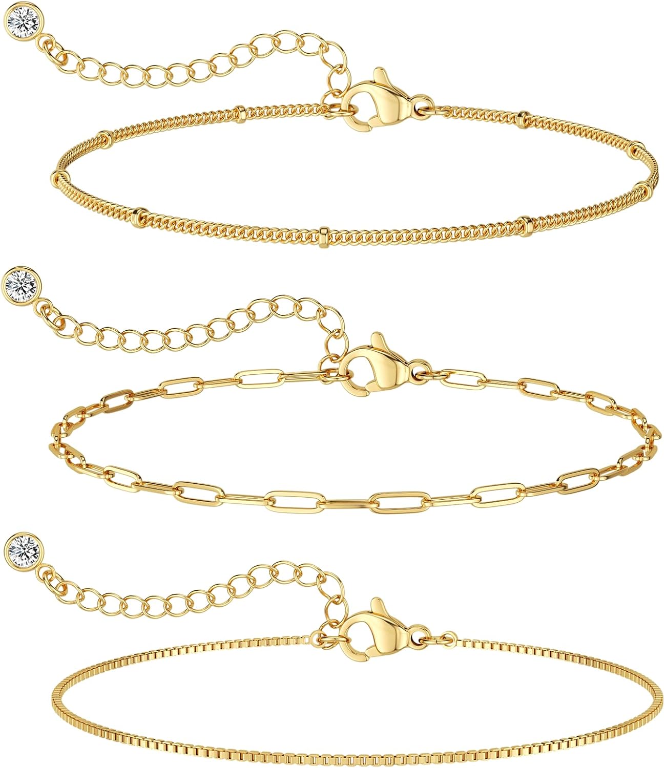 MBW Pulseras chapadas en plata para mujer, delicadas pulseras de pl...