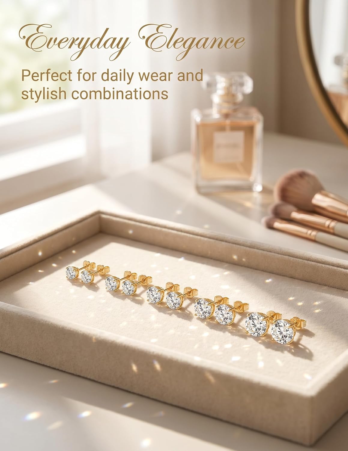 5 pares de aretes chapados en oro de 14 quilates para mujer, hipoal...
