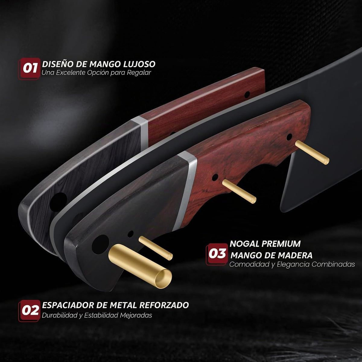 DRGSKL - Cuchillo de carnicero negro para cortar carne de 8 pulgada...