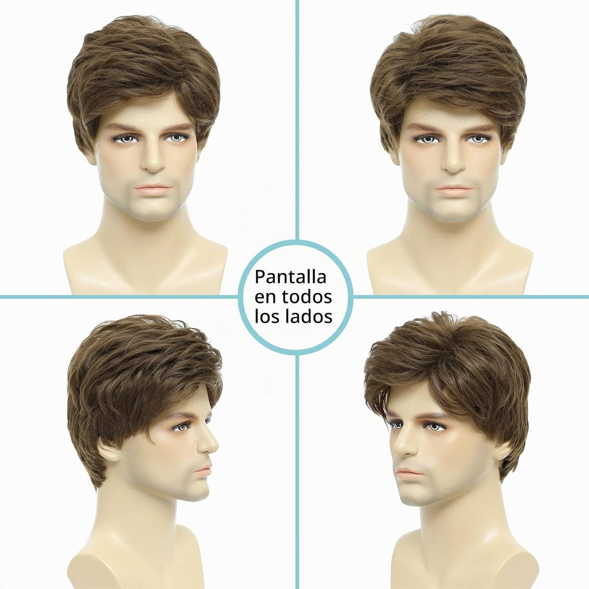 BCHR Peluca marrón para hombre, pelucas cortas para hombre, pelucas...