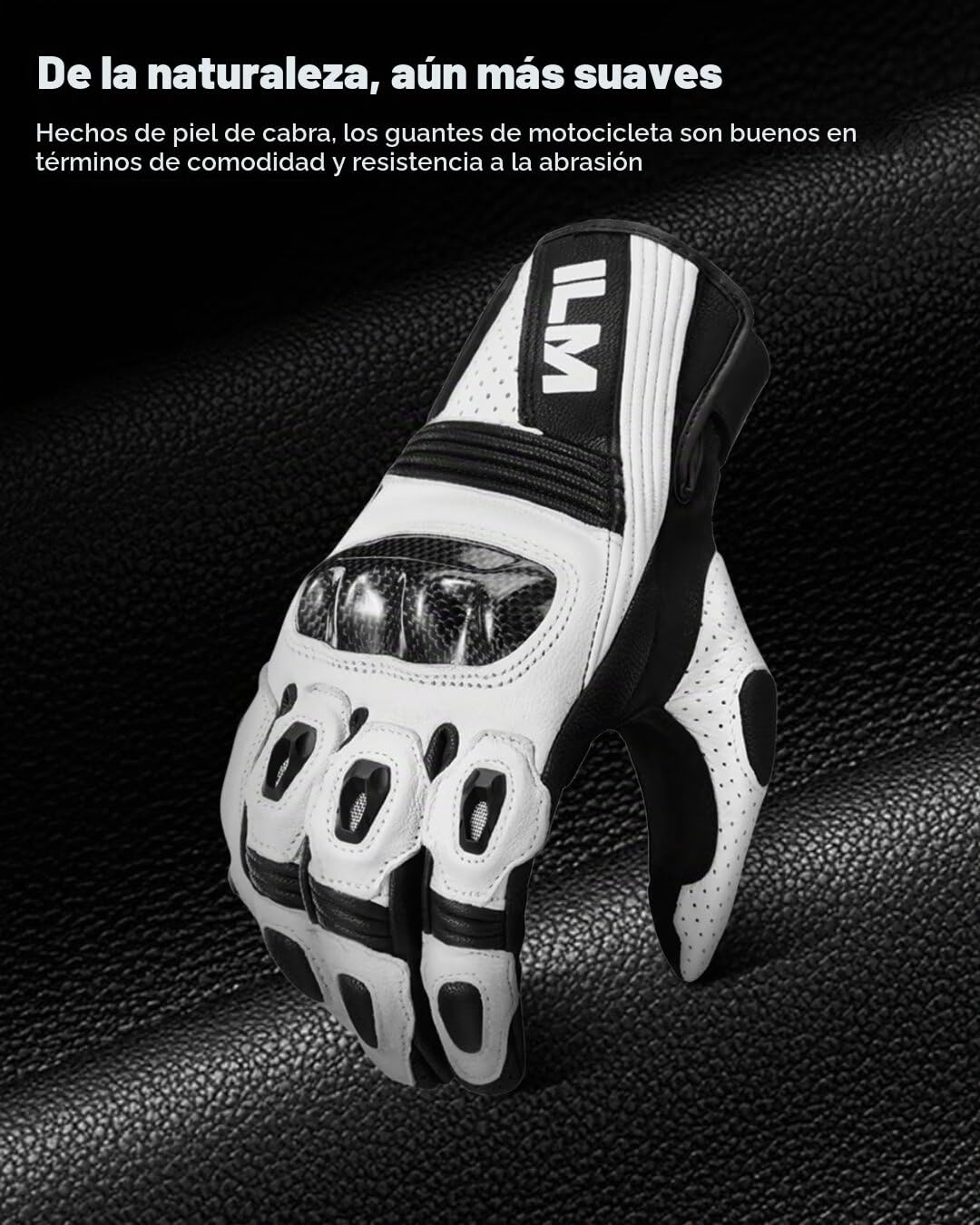 ILM Guantes de piel de cabra para motocicleta para hombres y mujere...