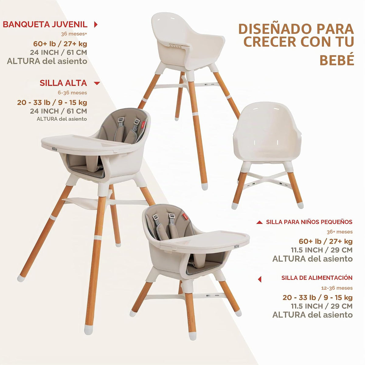 Nuby Silla alta multiusos 4 en 1 | Gris