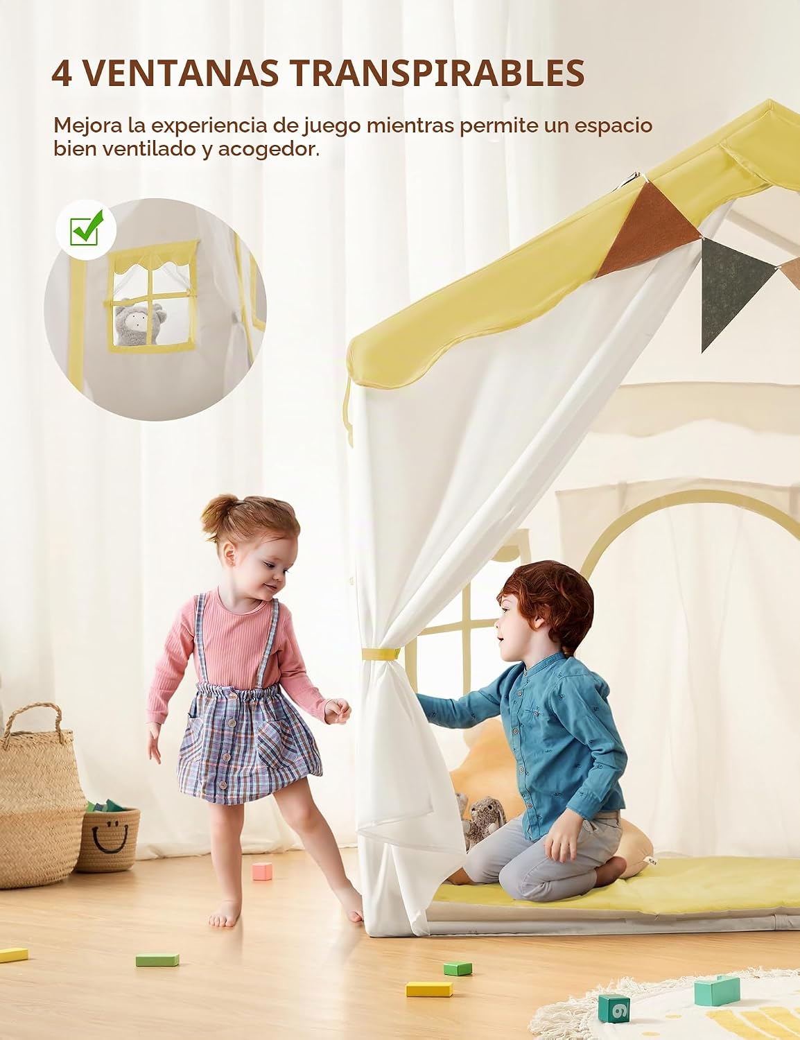 Besrey Tienda de campaña para niños 2 en 1 con alfombrilla acolchad...