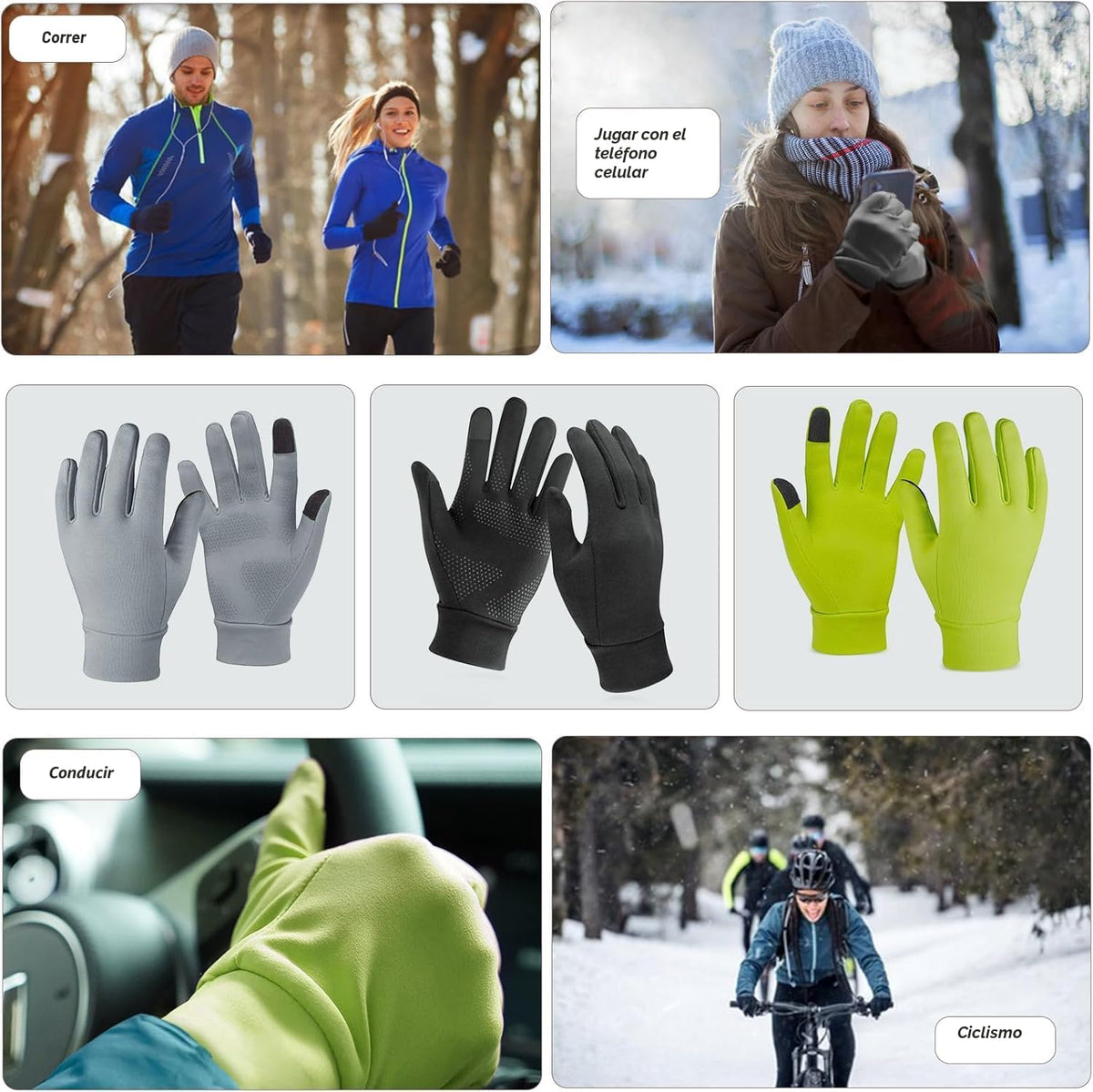 Unigear Guantes ligeros para correr, guantes antideslizantes con pa...