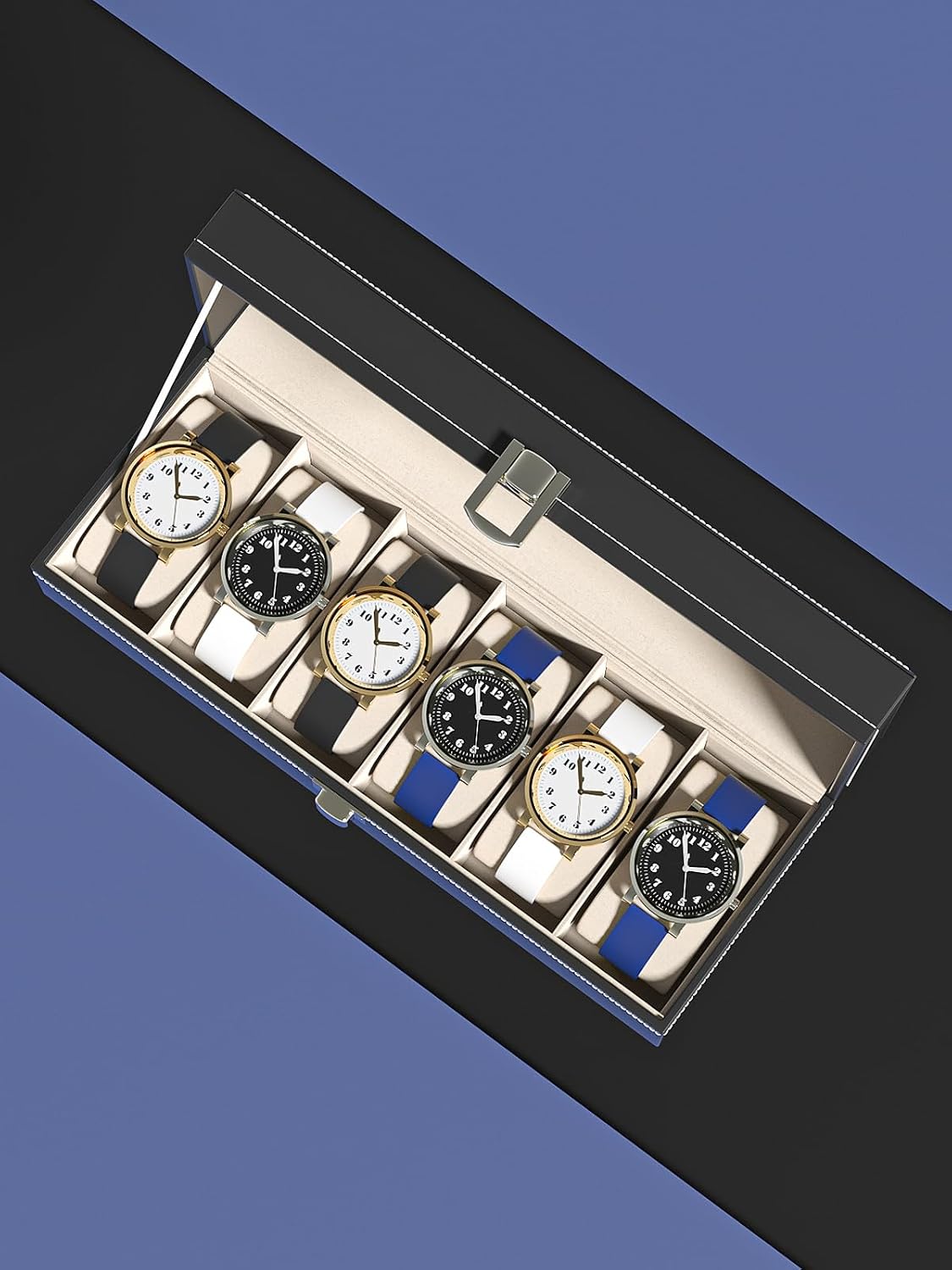 Ausalivan Vitrina de relojes para hombres, caja organizadora de rel...