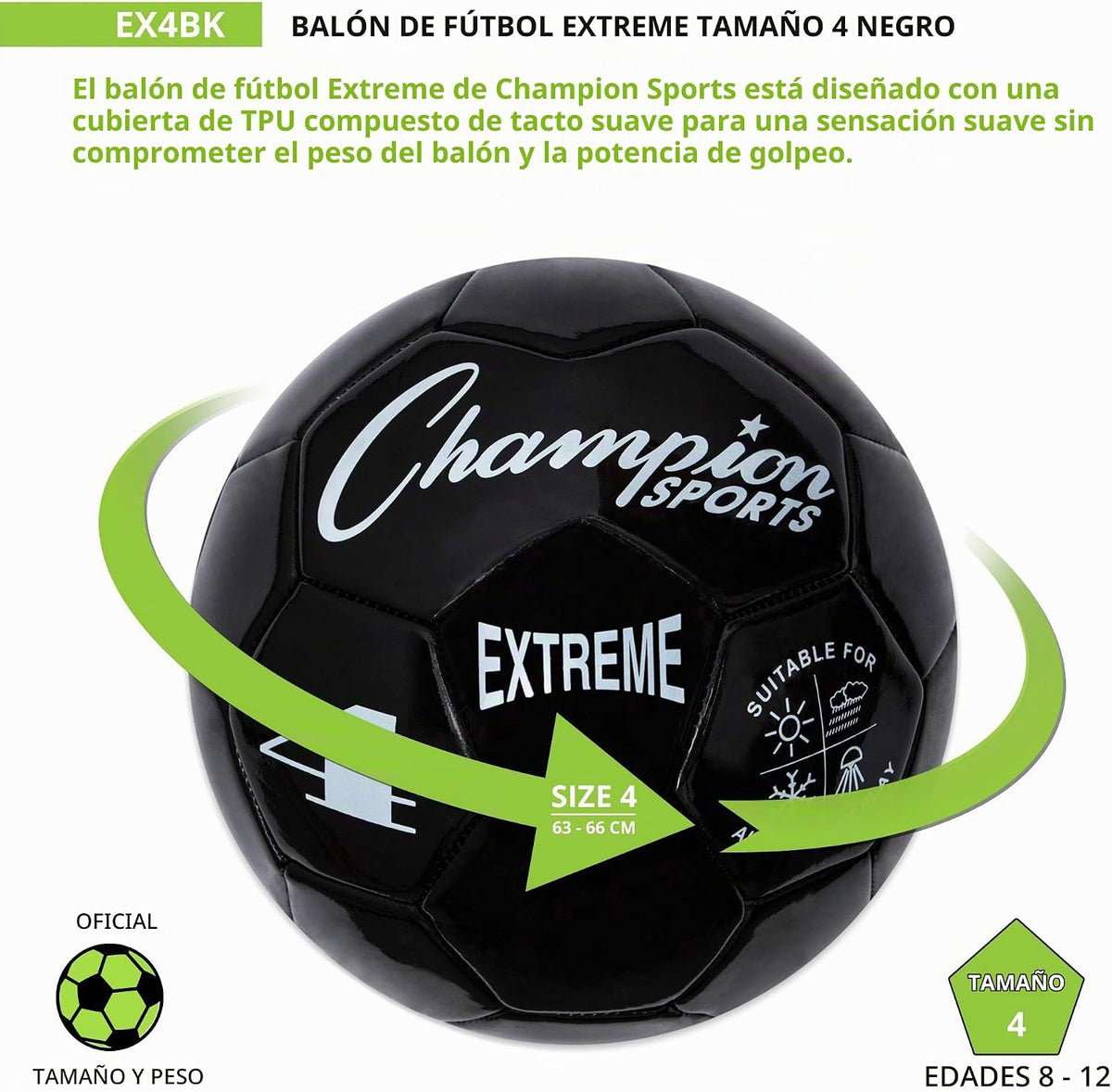 Champion Sports Extreme Series - Balón de fútbol \u2013 Tamaños 3,...