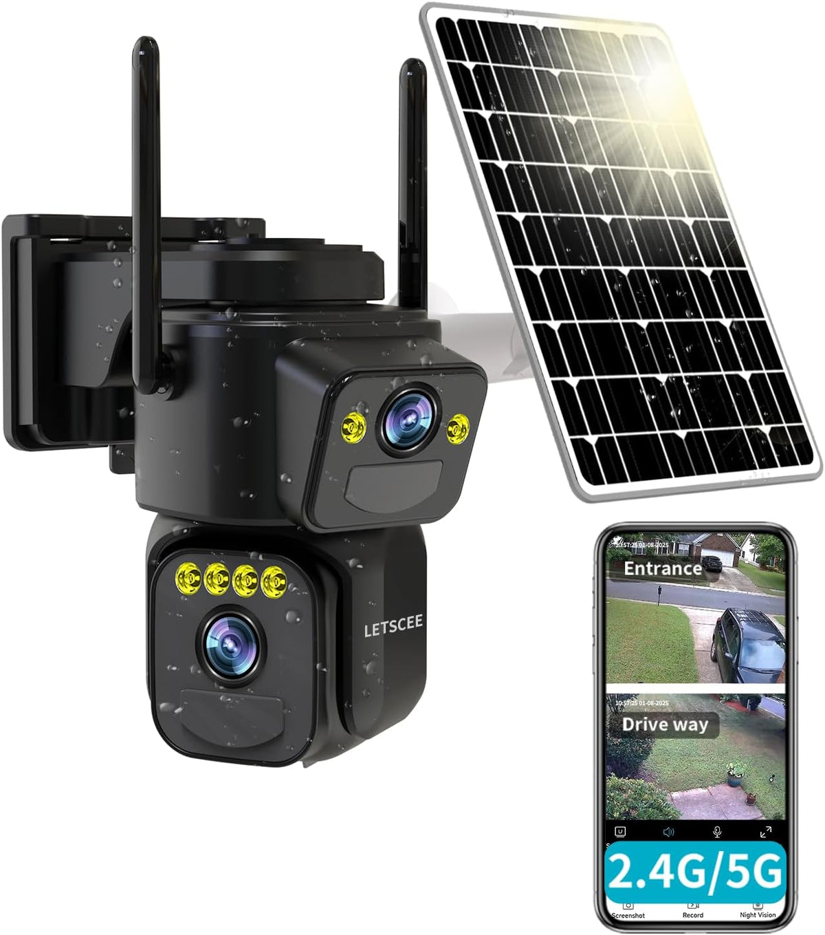 LETSCEE Cámaras de Seguridad WiFi para Exteriores, Cámaras 5G\/2.4G...