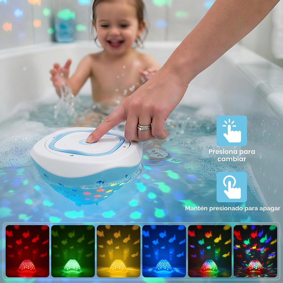 Cambk - Luz impermeable para bañera para niños, funciona con pilas...
