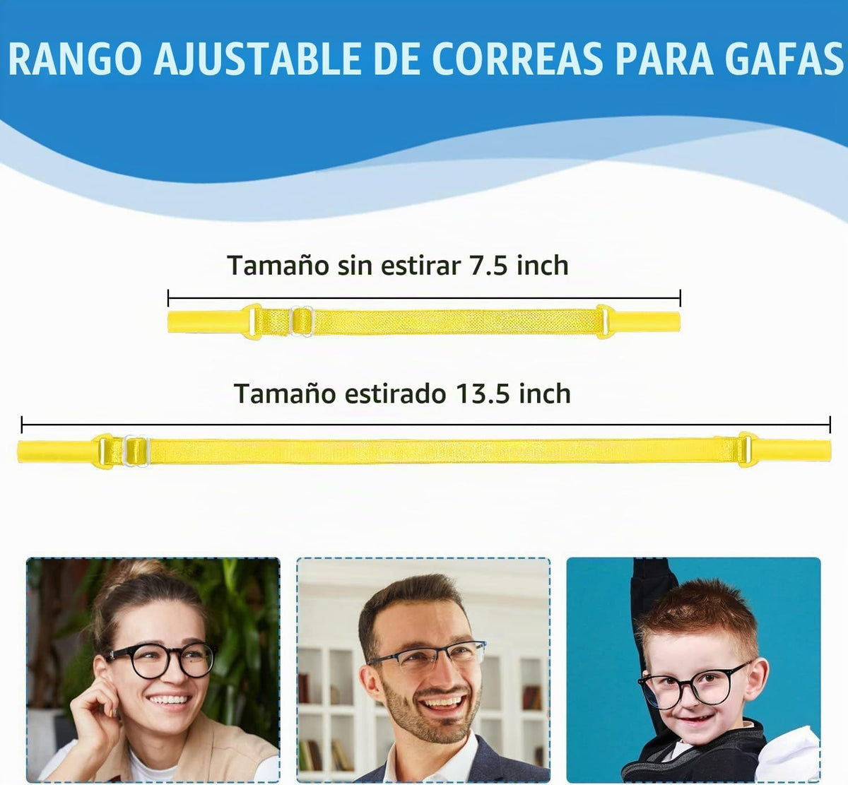 Enenfly Correas ajustables para gafas, paquete de 3 retenedores de...
