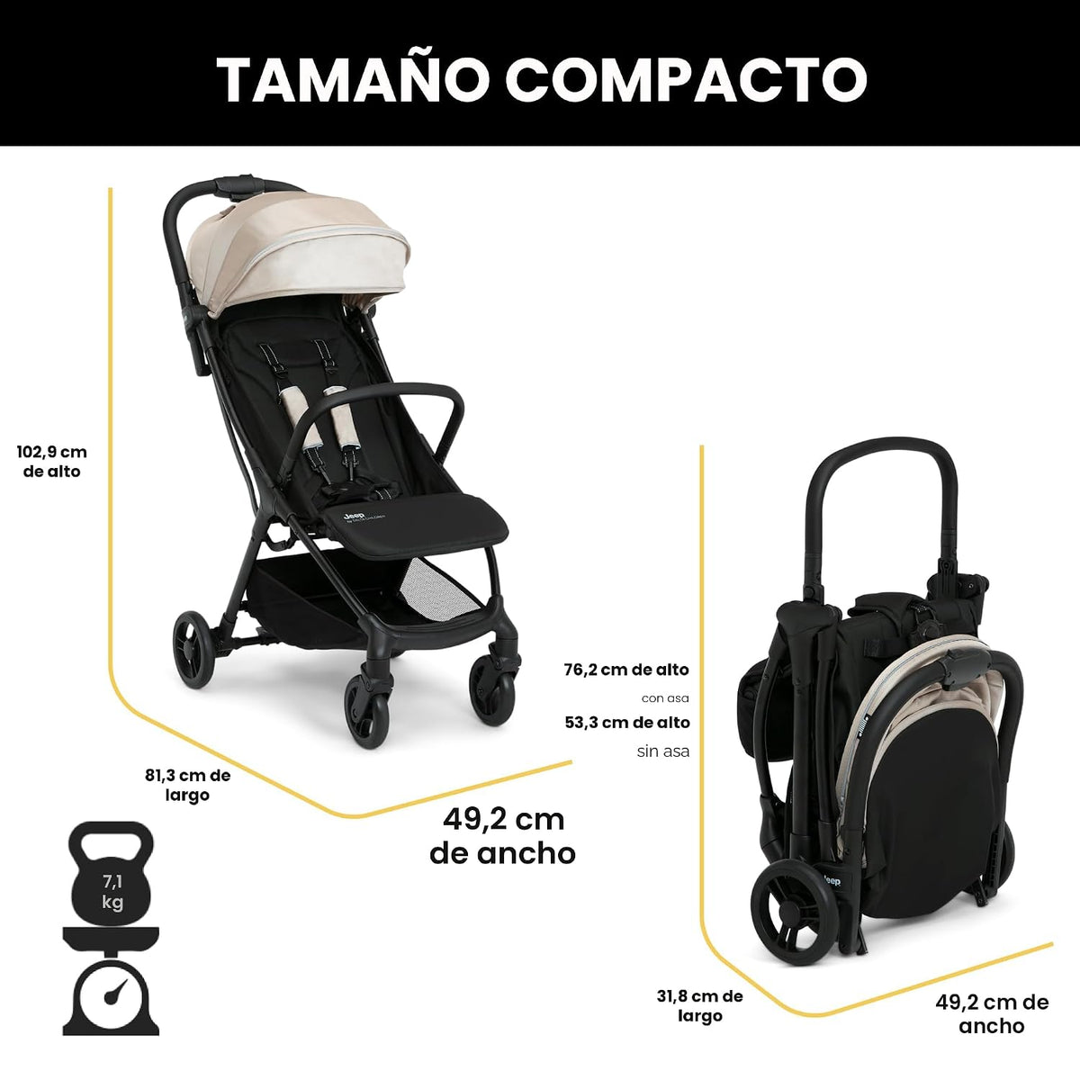 Delta Children Greenguard Gold - Cochecito de viaje compacto Jeep A...
