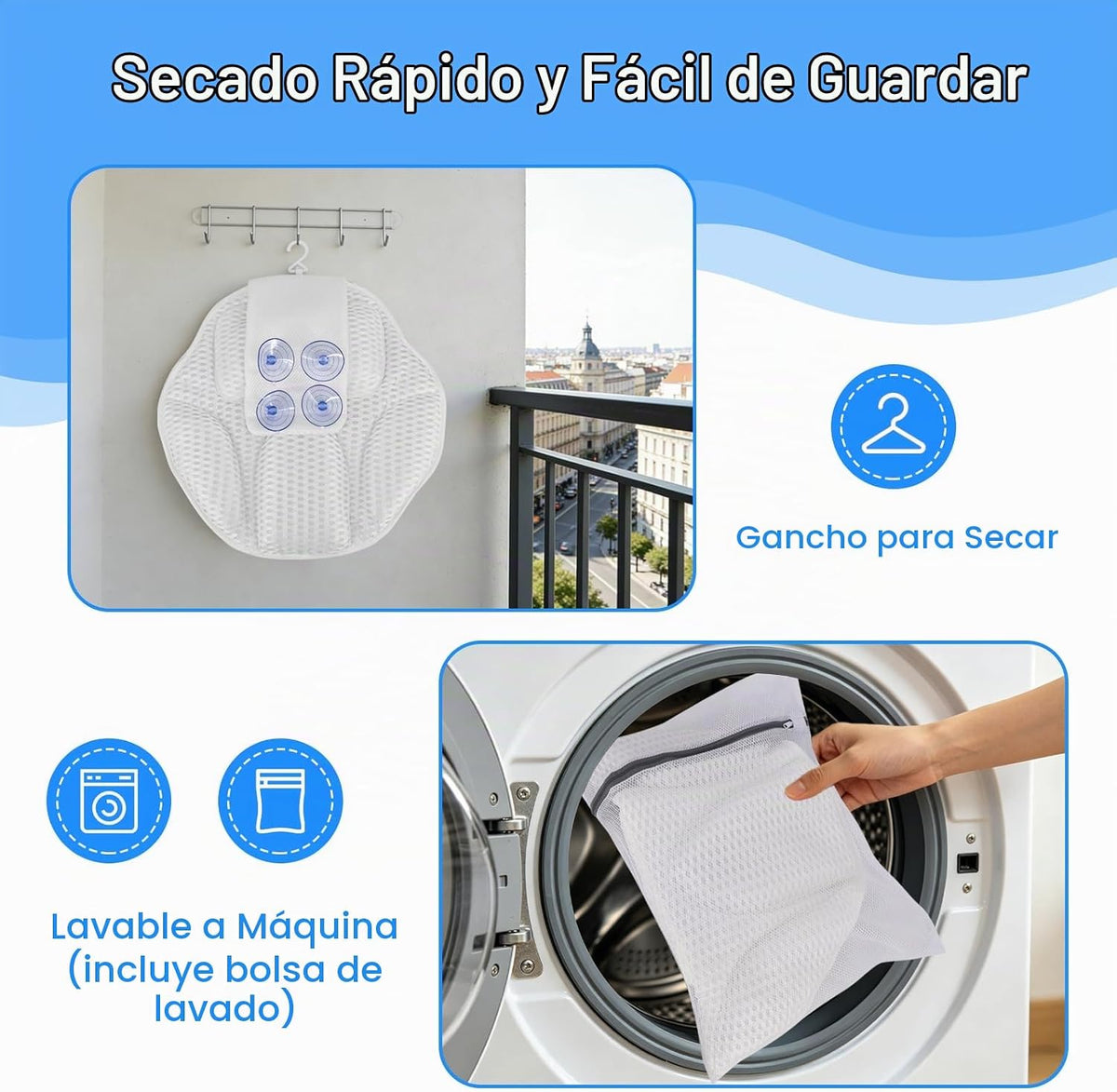 Almohada de baño extra gruesa en forma de pétalos para cabeza, cuel...