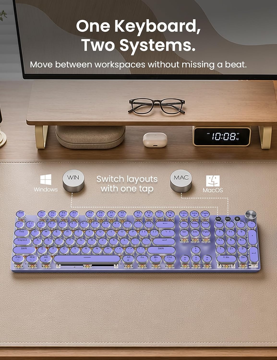 Sablute Combo de teclado mecánico inalámbrico y ratón, retroilumina...