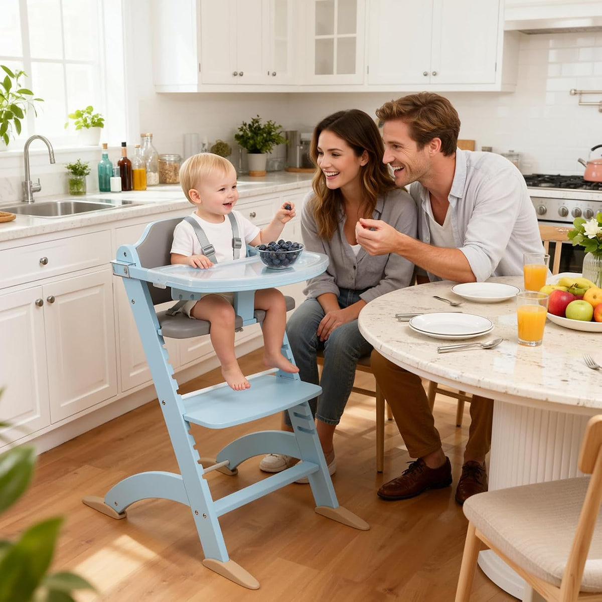 Cowiewie Silla alta convertible 3 en 1 de madera para bebés y niños...