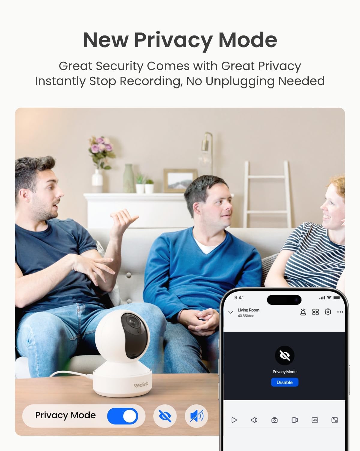 REOLINK Cámara de seguridad para interiores, cámara WiFi enchufable...