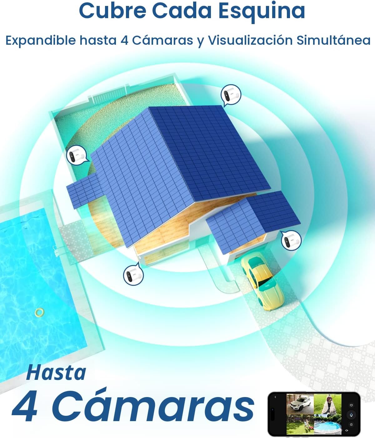 Cámaras de seguridad AOSU para exteriores inalámbricas, kit de 4 cá...